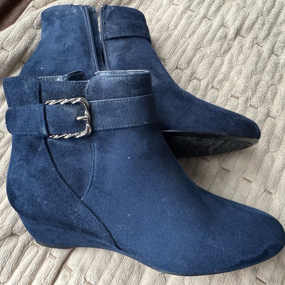 Blue Suede Wedge Boots size 11